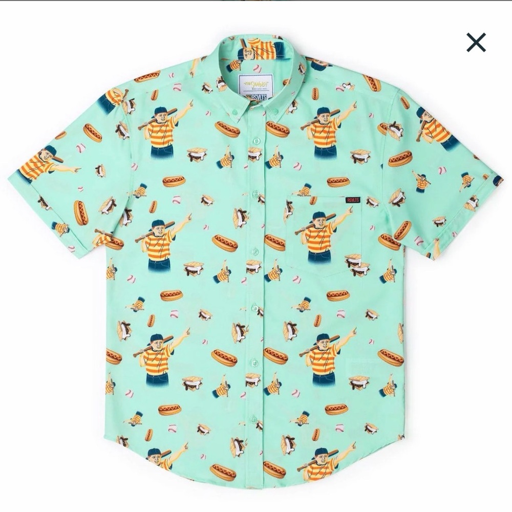 RSVLTS x The Sandlot The Great Hambino Button Up Shirt Mens L All Over Print